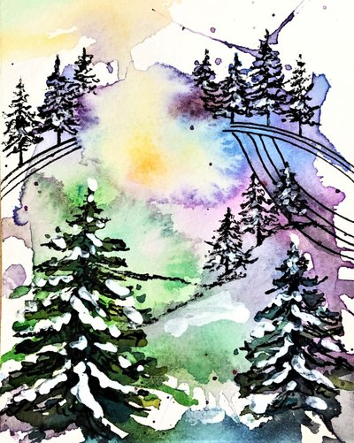 Colorful Winter Forest by Anda Bieza