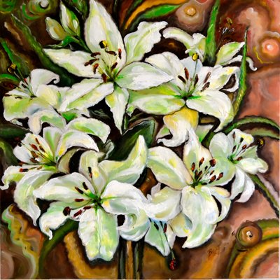 Elegant White Lilies by Anda Bieza