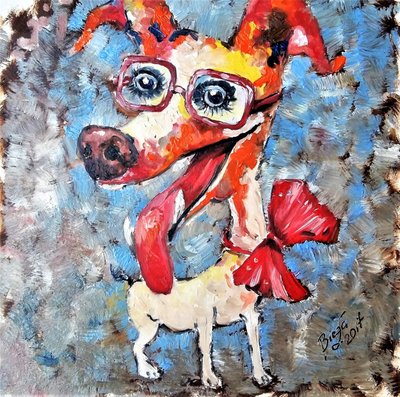 Funny Dog with Glasses by Anda Bieza