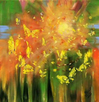 Golden Butterflies Sunlight Glow by Anda Bieza