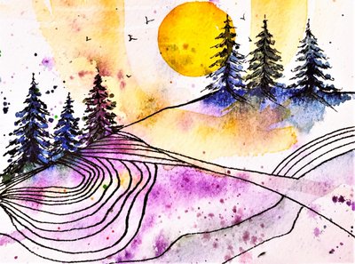 Purple Mountain Sunset by Anda Bieza