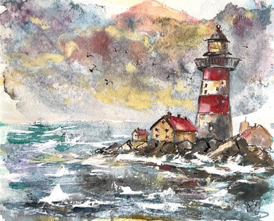 Stormy Lighthouse Coast by Anda Bieza