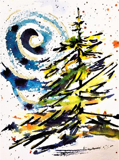 Vibrant Evergreen Swirl by Anda Bieza