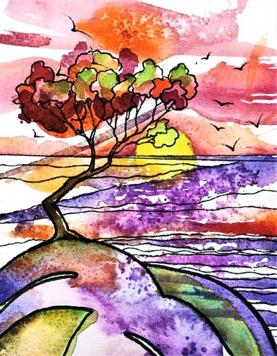 Vibrant Ocean Sunset by Anda Bieza