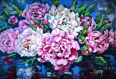 Vibrant Peony Bouquet by Anda Bieza