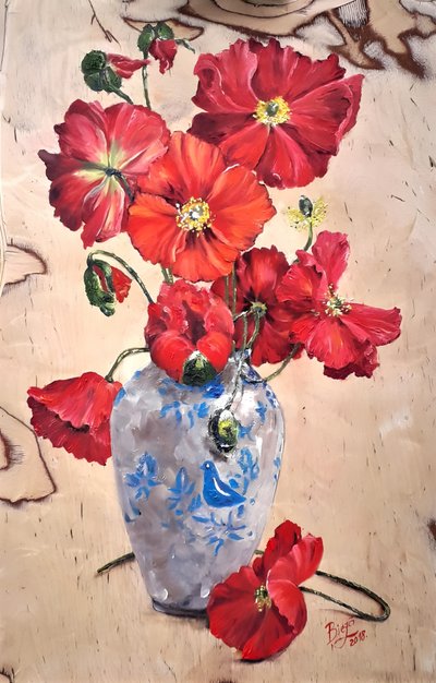 Vibrant Poppies Still Life by Anda Bieza