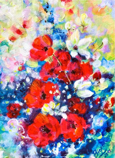 Vibrant Poppy Garden by Anda Bieza