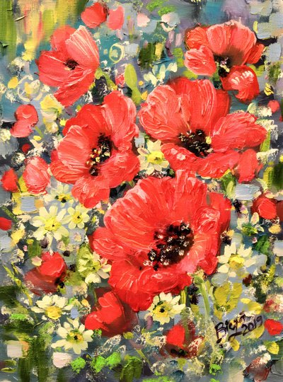 Vibrant Red Poppies by Anda Bieza