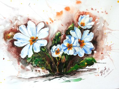Vibrant Watercolor Flowers by Anda Bieza