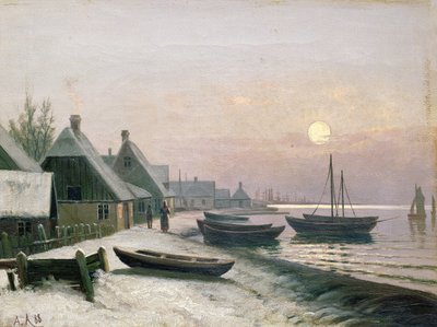 Fishing Boats in the Winter Sunlight by Anders Andersen Lundby