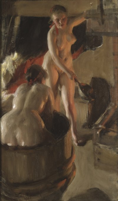 Girls from Dalarna Having a Bath, 1908 by Anders Leonard Zorn