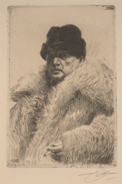Self-Portrait in a Fur Coat by Anders Leonard Zorn