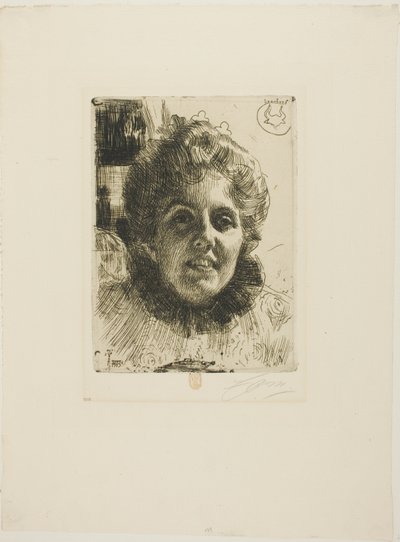 Aurore (Mrs. Aurore Klintberg, née Oxenstierna, Head) by Anders Leonard Zorn