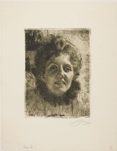 Aurore (Mrs. Aurore Klintberg, née Oxenstierna, Head) by Anders Zorn