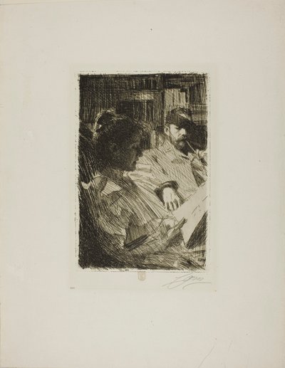 Reading (Mr. and Mrs. Ch. Deering) by Anders Zorn