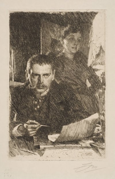 Self-Portrait with Wife Emma by Anders Zorn