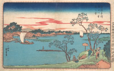 A View of Cherry Trees in Leaf along the Sumida River by Ando Hiroshige