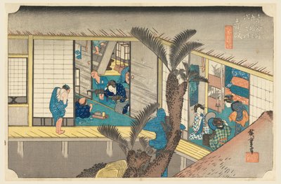 Akasaka, Interior of Inn, in The Fifty-Three Stations of the Tokaido Road by Ando Hiroshige