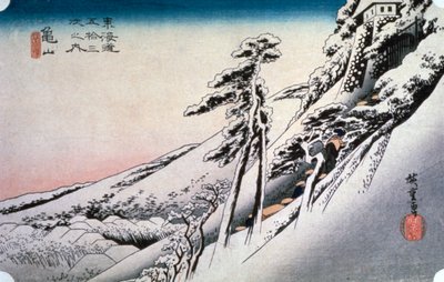 Clear Weather after Snow at Kameyama, from 53 Stations of Tokaido by Ando Hiroshige