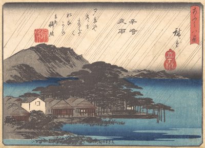 Evening Rain at Karasaki Pine Tree by Ando Hiroshige