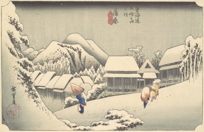 Evening Snow at Kanbara, from the series Fifty-three Stations of the Tokaido by Ando Hiroshige