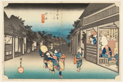 Goyu, Women Detaining Travelers, in The Fifty-Three Stations of the Tokaido Road by Ando Hiroshige