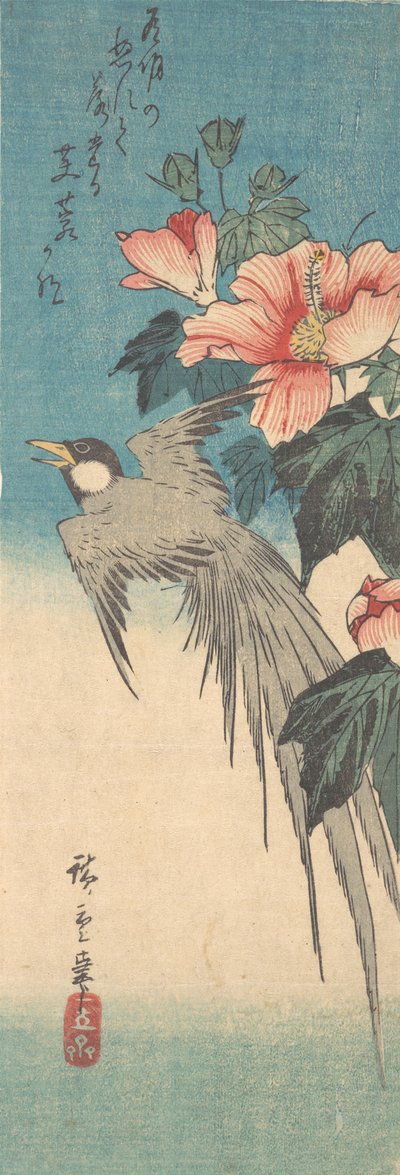 Hibiscus Mutabilis and Long-Tailed Bird by Ando Hiroshige