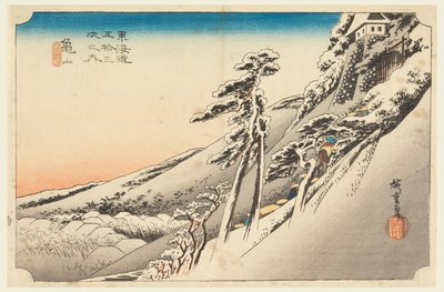 Kameyama, Snow Scene, in The Fifty-Three Stations of the Tokaido Road by Ando Hiroshige