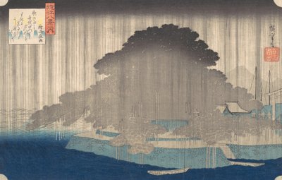 Night Rain at Karasaki, from the series Eight Views of O-mi by Ando Hiroshige