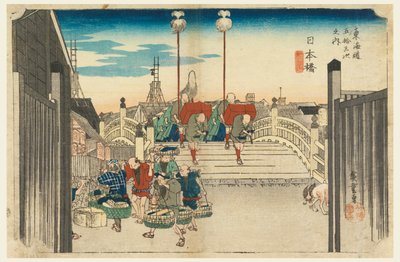 Nihon Bridge, Morning View, in The Fifty-Three Stations of the Tokaido Road by Ando Hiroshige