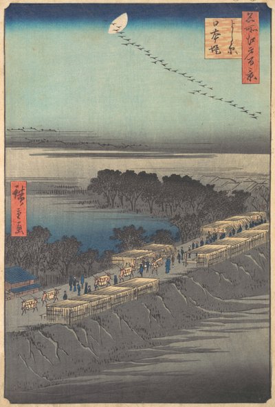Nihon Embankment at Yoshiwara, from the series One Hundred Famous Views of Edo, 1857 by Ando Hiroshige