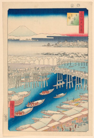 Nihonbashi, Clearing Weather after Show (Nihon-bashi, yuki-bare) From the Series One Hundred Famous Views of Edo by Ando Hiroshige