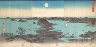 Panorama of the Eight Views of Kanasawa under a Full Moon, 1857 by Ando Hiroshige