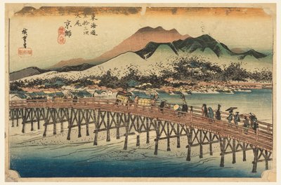 Sanjo Bridge, Kyoto, in The Fifty-Three Stations of the Tokaido Road by Ando Hiroshige