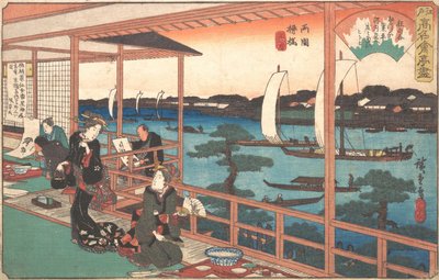 Tea-house at the Willow Bridge, ca. 1835-42 by Ando Hiroshige