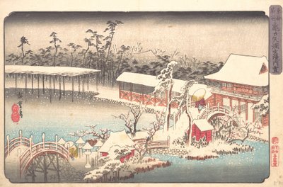 Tenmangu Shrine at Kameido in Snow by Ando Hiroshige