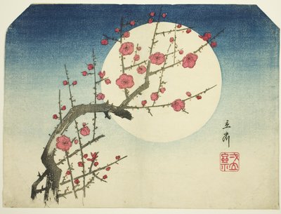 A Red Plum Branch against the Summer Moon, c.1840 by Ando or Utagawa Hiroshige