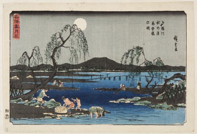 Catching Sweetfish in the Tama River under the Autumn Moon by Ando or Utagawa Hiroshige