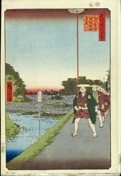 One Hundred Famous Views of Edo: Kinokuni Hill and Distant View of Akasaka and the Tameike Pond (1856-1858) by Ando or Utagawa Hiroshige