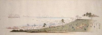 Cherry-Blossom Time, People Picnicking at Gotenyama by Ando or Utagawa Hiroshige