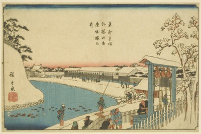 Cherry-tree Well at Benkei Moat Outside Sakurada by Ando or Utagawa Hiroshige