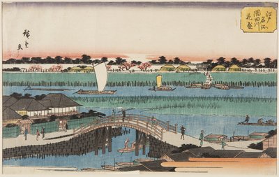 Cherry Blossoms in Full Bloom along the Sumida River by Ando or Utagawa Hiroshige