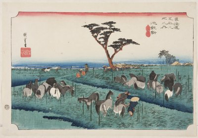Chiryū: Early Summer Horse Fair by Ando or Utagawa Hiroshige