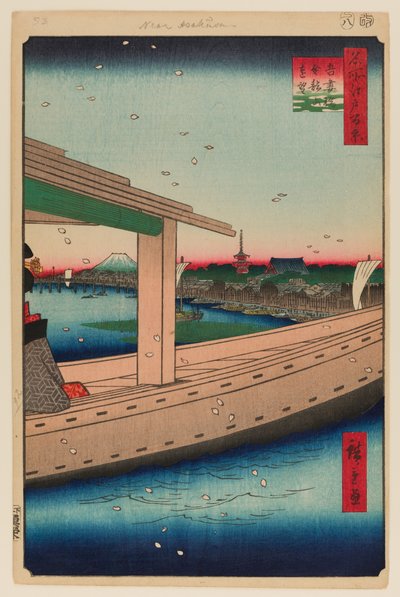 Distant View of Kinryuzan Temple and Azuma Bridge by Ando or Utagawa Hiroshige