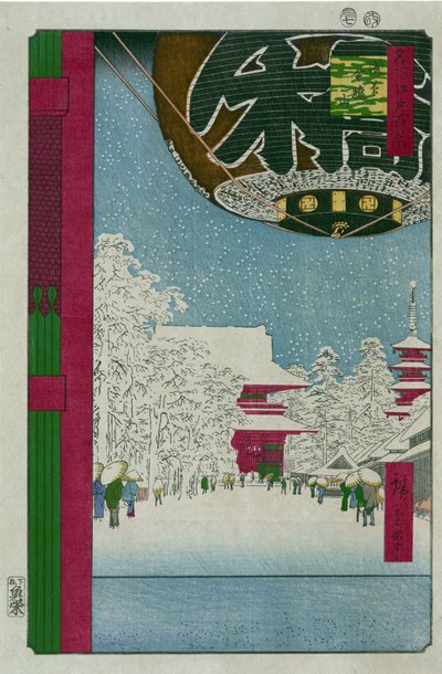 Kinryuzan Temple at Asakusa. One Hundred Famous Views Of Edo. Japanese print by Utagawa Hiroshige (1797-1858) by Ando or Utagawa Hiroshige