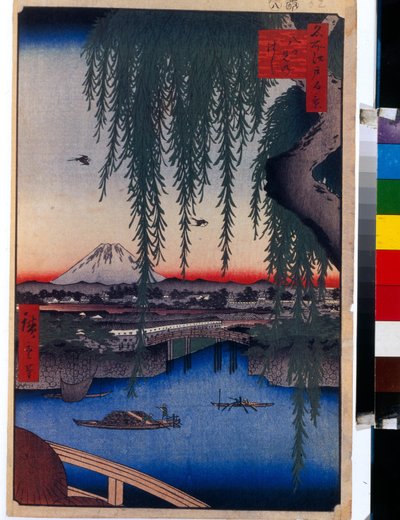 View of the Yatsumi Bridge, One Hundred Famous Views of Edo by Ando or Utagawa Hiroshige