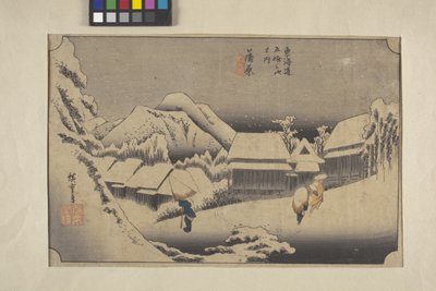 Evening Snow At Kambora by Ando or Utagawa Hiroshige