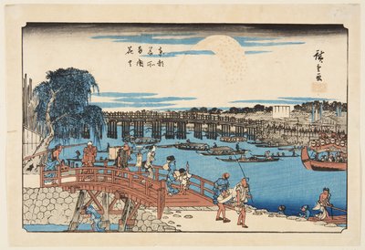 Fireworks at Ryogoku Bridge by Ando or Utagawa Hiroshige
