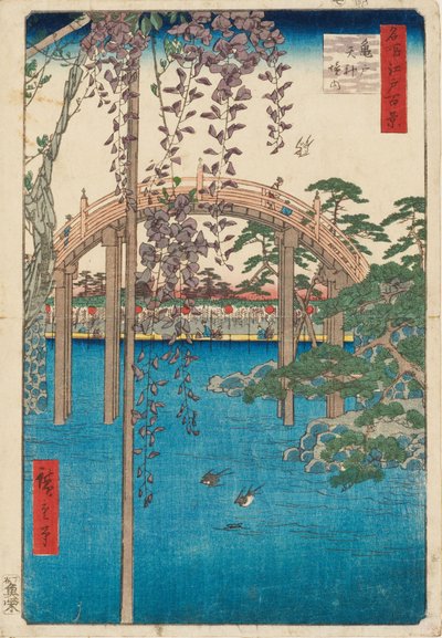 Inside Kameido Tenjin Shrine by Ando or Utagawa Hiroshige