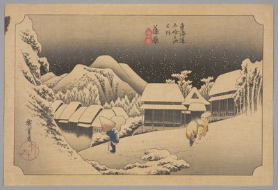 Kanbara: Night Snow by Ando or Utagawa Hiroshige